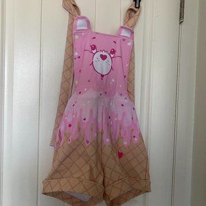 CHEER BEAR ICE CREAM SHORT EARVERALLS, Small Blackmilk Care Bear Overalls